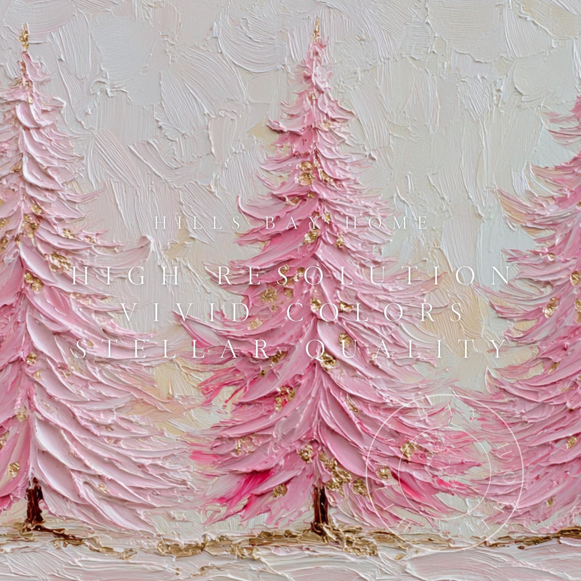 Pink Christmas Trees Tv Art, Digital Download Art for Frame Tv, Winter Tv Art, Pink Christmas Tv Art, Painting Frame Tv Art