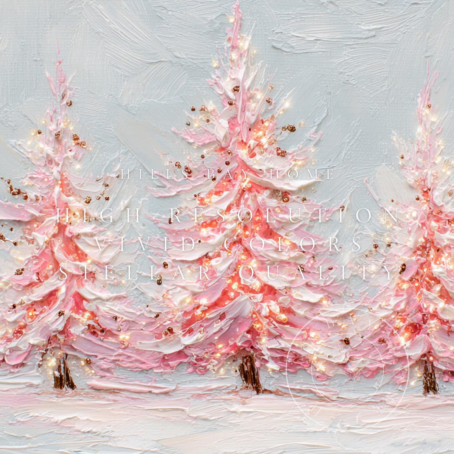 Pink Christmas Trees Tv Art, Digital Download Art for Frame Tv, Winter Tv Art, Pink Christmas Tv Art, Painting Frame Tv Art
