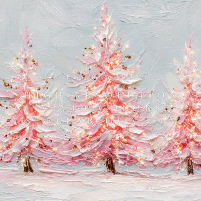 Pink Christmas Trees Tv Art, Digital Download Art for Frame Tv, Winter Tv Art, Pink Christmas Tv Art, Painting Frame Tv Art