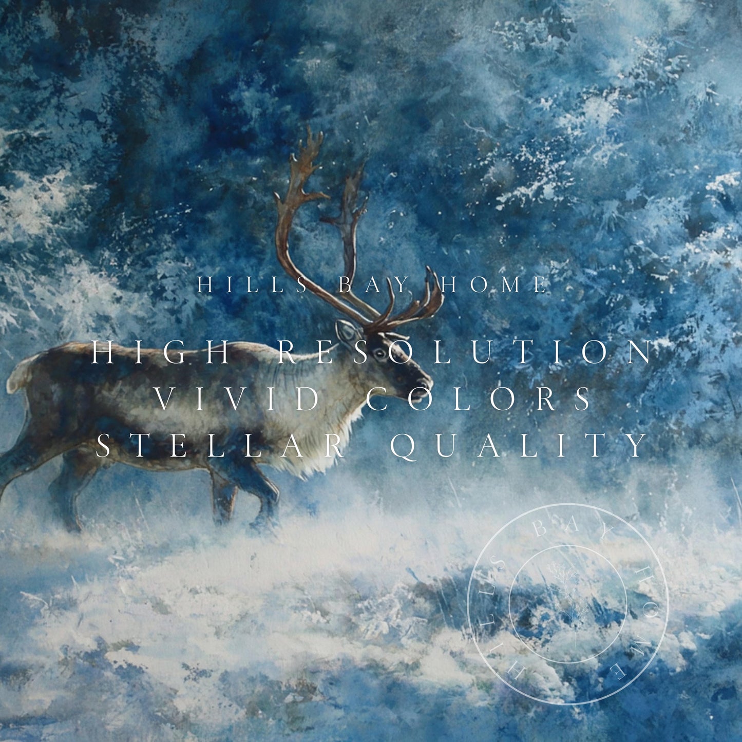 Reindeer in Snow Tv Art, Digital Download Art for Frame Tv, Winter Tv Art, Winter Animal Tv Art, Painting Frame Tv Art