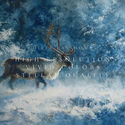 Reindeer in Snow Tv Art, Digital Download Art for Frame Tv, Winter Tv Art, Winter Animal Tv Art, Painting Frame Tv Art