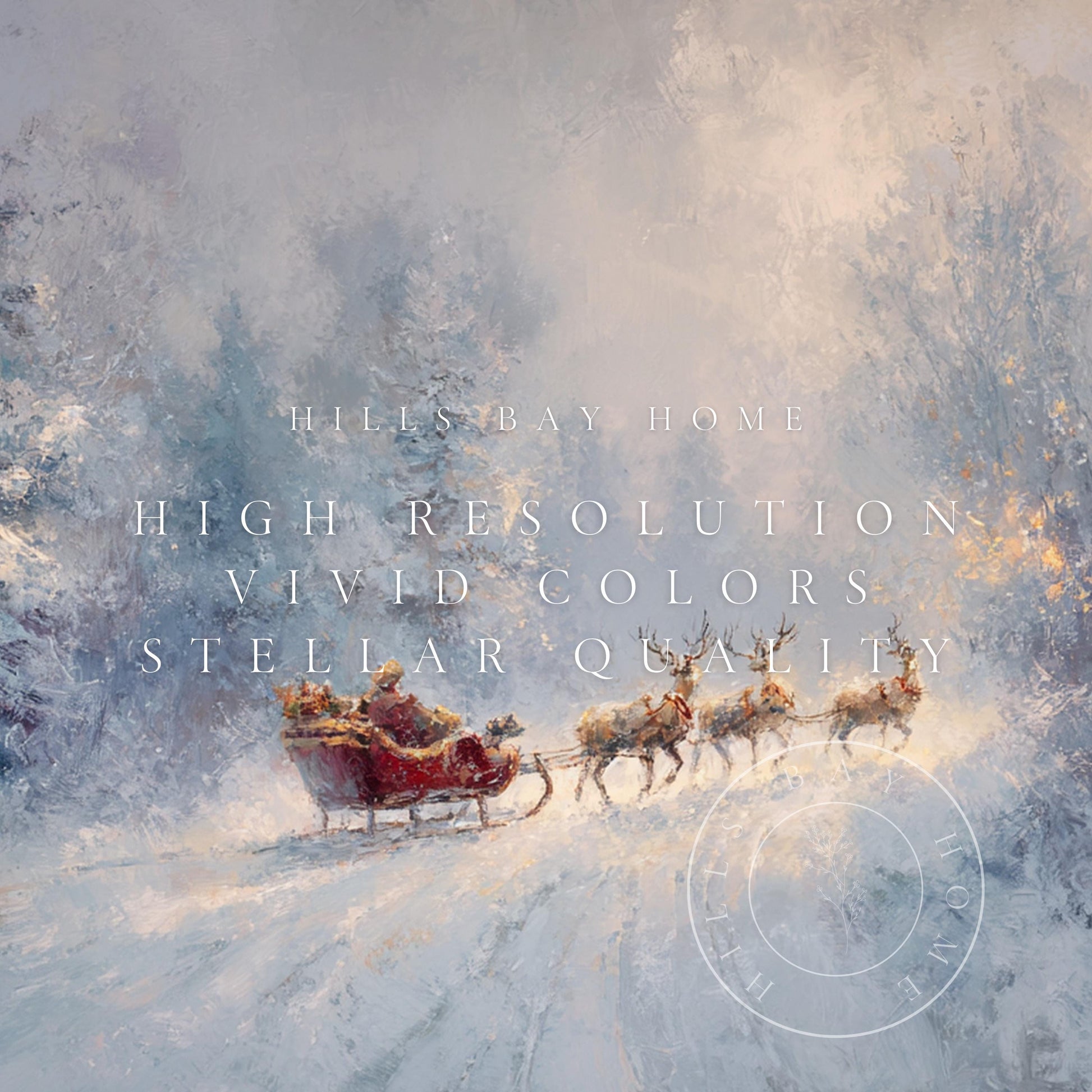 Santa's Sleigh Frame Tv Art, Digital Download Art for Frame Tv, Winter Tv Art, Christmas Tv Art, Painting Frame Tv Art