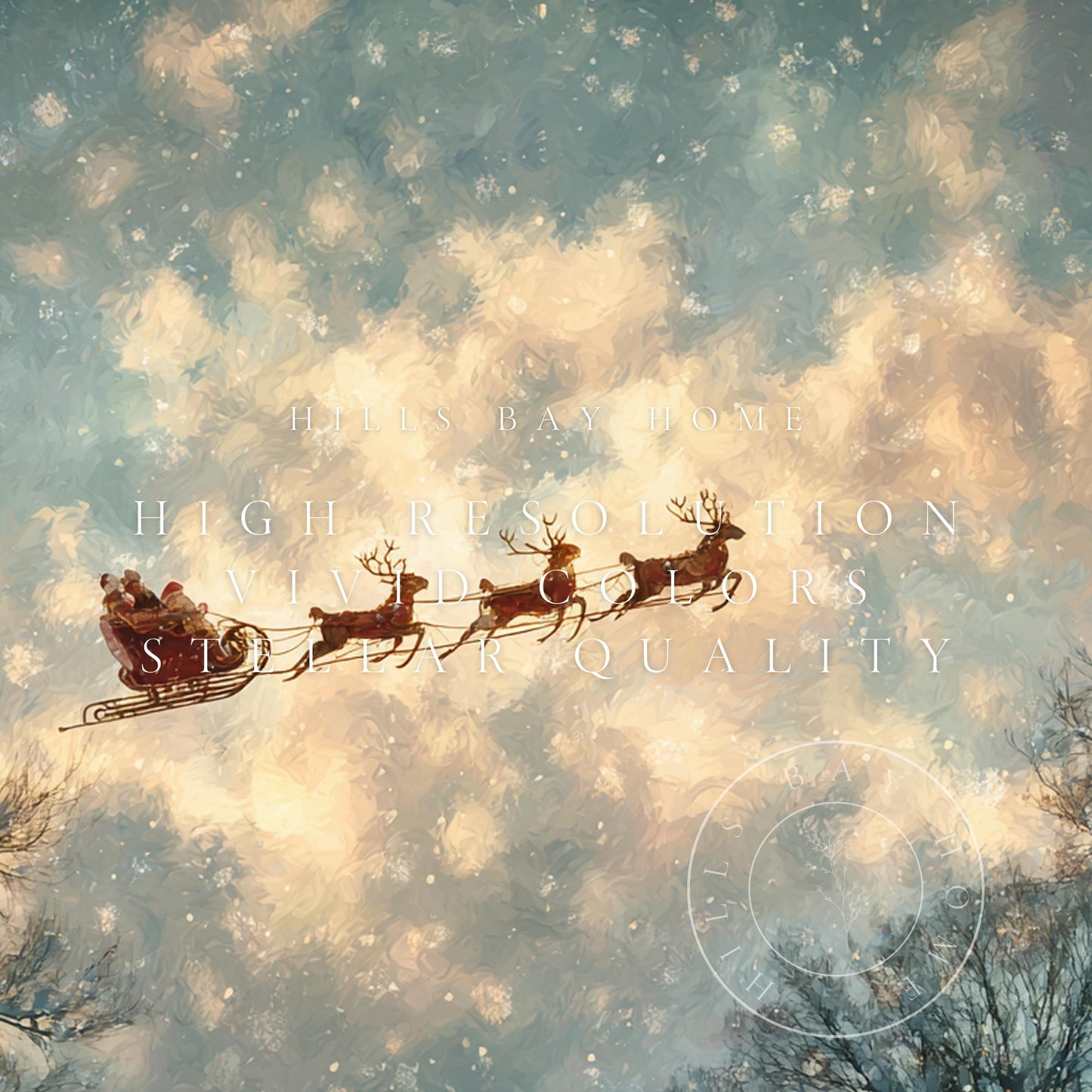Santa's Reindeer Frame Tv Art, Digital Download Art for Frame Tv, Winter Tv Art, Christmas Tv Art, Painting Frame Tv Art