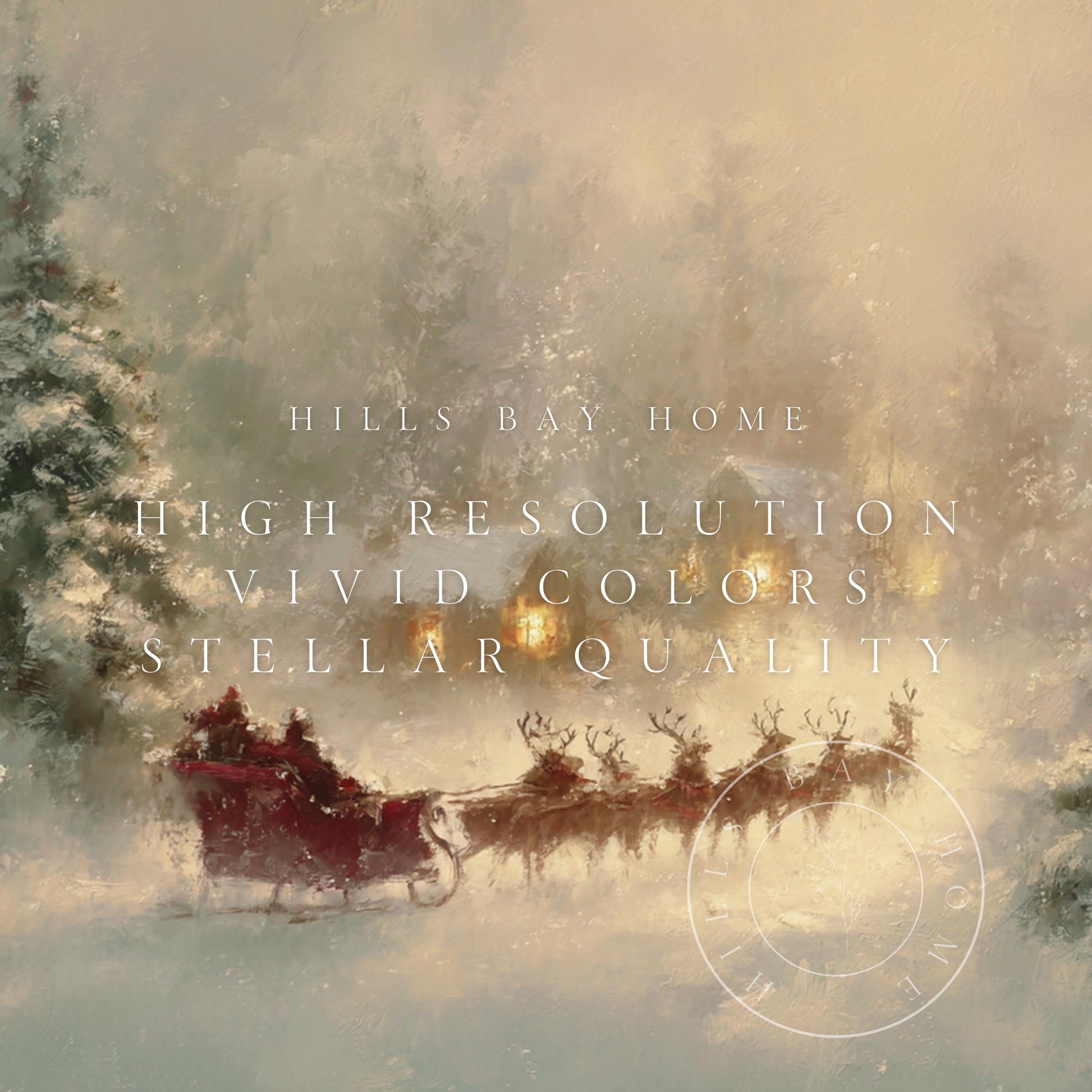 Santa's Sleigh Frame Tv Art, Digital Download Art for Frame Tv, Winter Tv Art, Christmas Tv Art, Painting Frame Tv Art