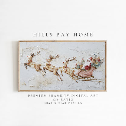 Santa's Sleigh Frame Tv Art, Digital Download Art for Frame Tv, Winter Tv Art, Christmas Tv Art, Painting Frame Tv Art