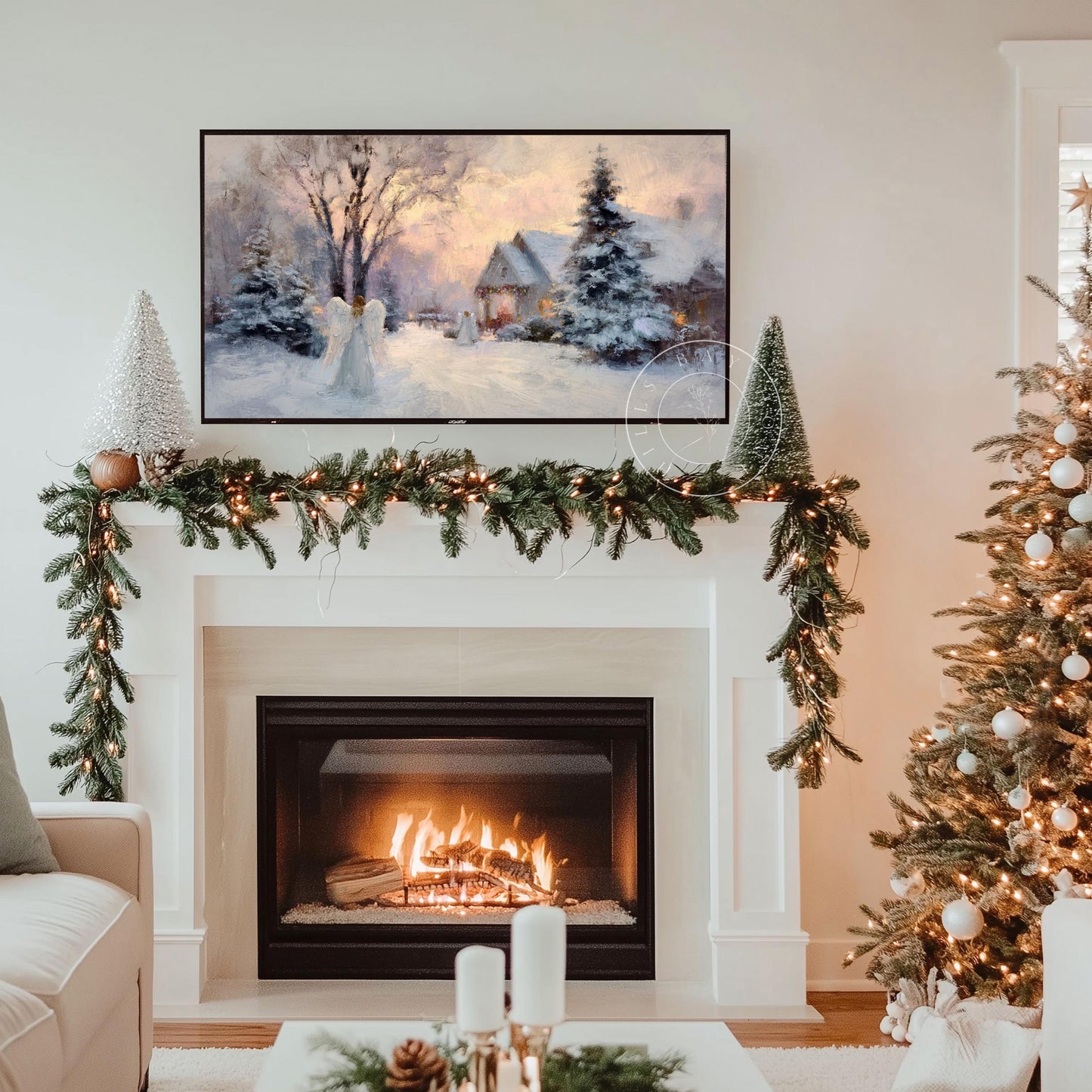 Snow Angel Frame Tv Art, Digital Download Art for Frame Tv, Christian Tv Art, Christmas Tv Art, Painting Frame Tv Art
