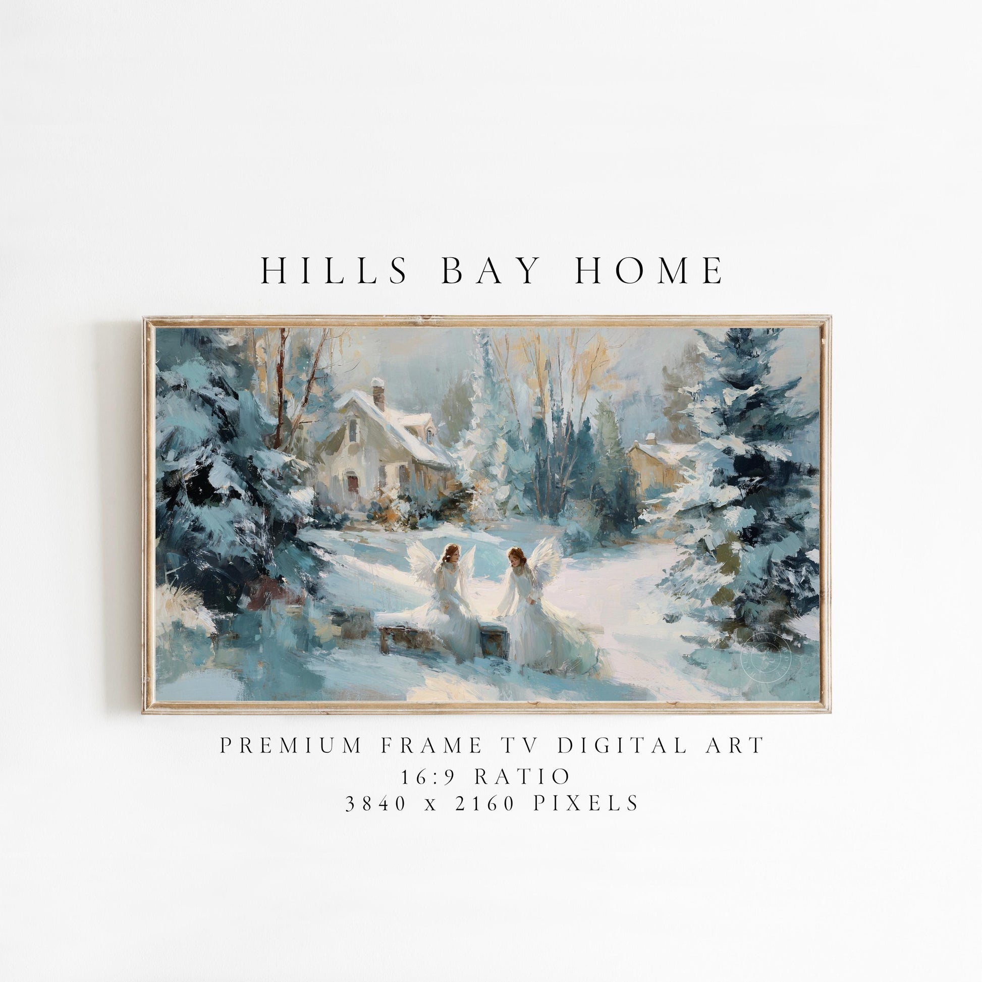 Snow Angels Frame Tv Art, Digital Download Art for Frame Tv, Christian Tv Art, Christmas Tv Art, Painting Frame Tv Art
