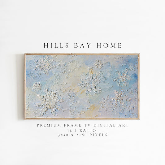 Snowflake Frame Tv Art, Digital Download Art for Frame Tv, Winter Tv Art, Snow Tv Art, Painting Frame Tv Art