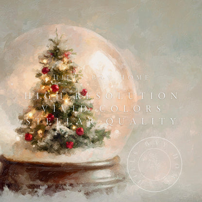 Snow Globe Frame Tv Art, Digital Download Art for Frame Tv, Winter Tv Art, Christmas Tv Art, Painting Frame Tv Art