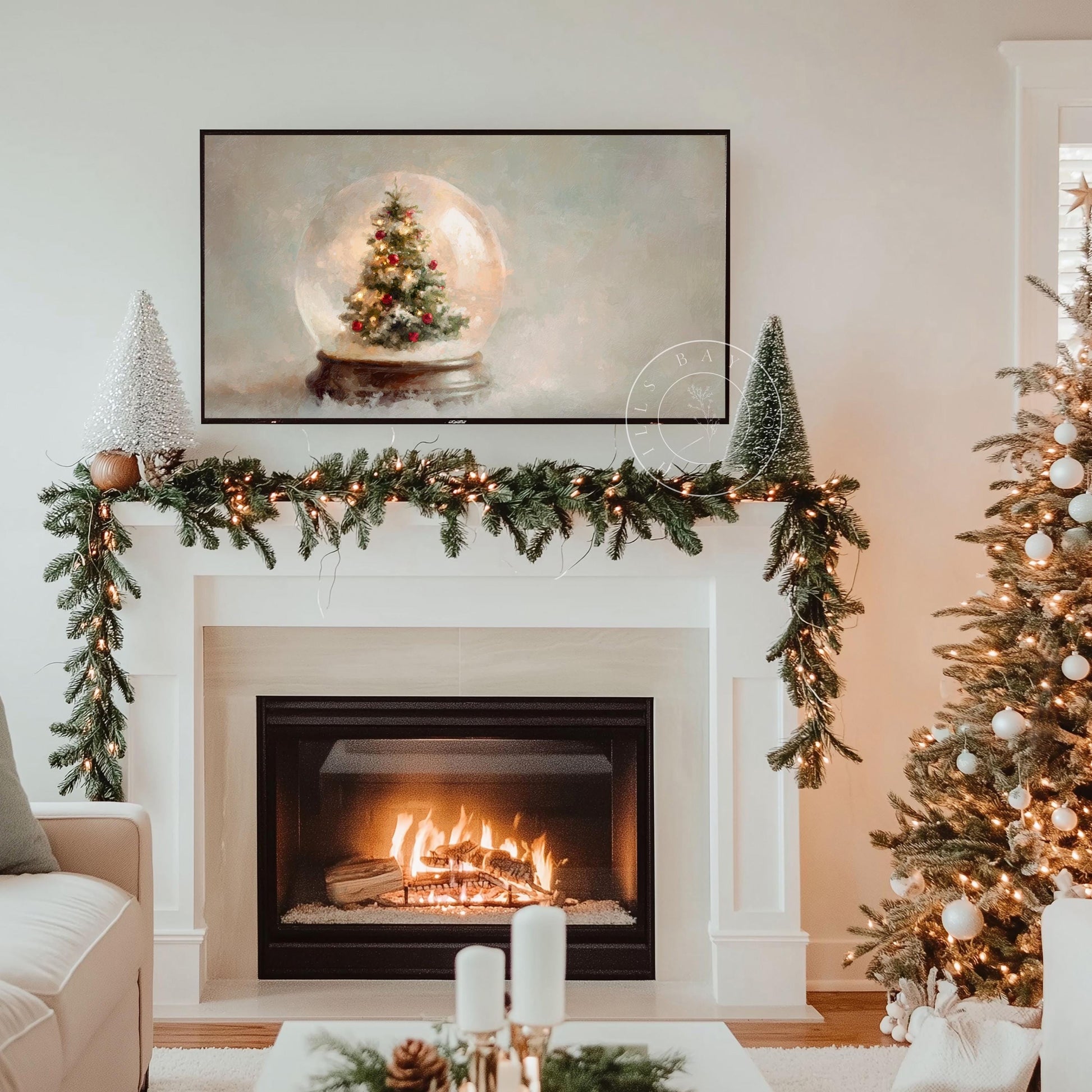 Snow Globe Frame Tv Art, Digital Download Art for Frame Tv, Winter Tv Art, Christmas Tv Art, Painting Frame Tv Art