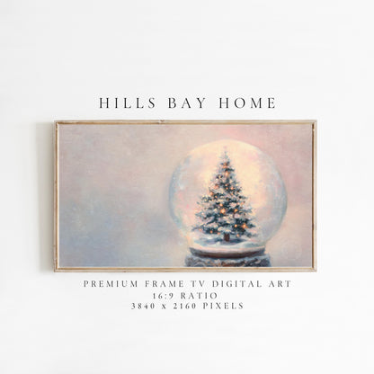 Snow Globe Frame Tv Art, Digital Download Art for Frame Tv, Winter Tv Art, Christmas Tv Art, Painting Frame Tv Art