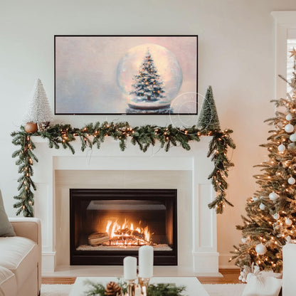 Snow Globe Frame Tv Art, Digital Download Art for Frame Tv, Winter Tv Art, Christmas Tv Art, Painting Frame Tv Art