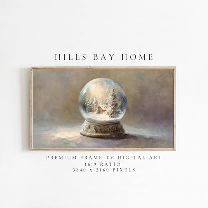 Snow Globe Frame Tv Art, Digital Download Art for Frame Tv, Winter Tv Art, Christmas Tv Art, Painting Frame Tv Art