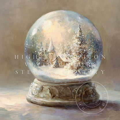 Snow Globe Frame Tv Art, Digital Download Art for Frame Tv, Winter Tv Art, Christmas Tv Art, Painting Frame Tv Art