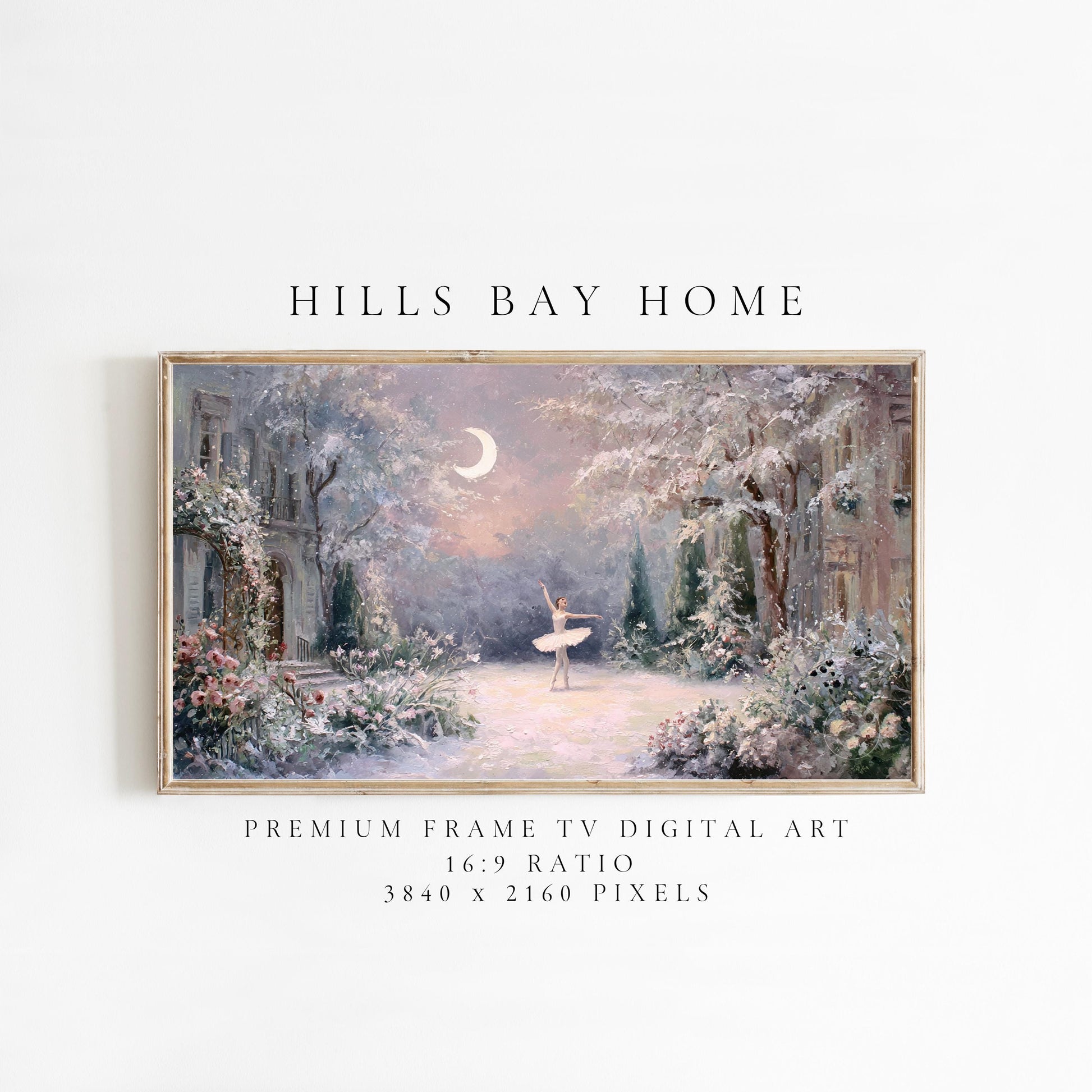 Winter Ballerina Frame Tv Art, Digital Download Art for Frame Tv, Winter Tv Art, Dreamy Winter Tv Art, Painting Frame Tv Art