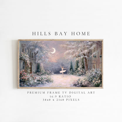 Winter Ballerina Frame Tv Art, Digital Download Art for Frame Tv, Winter Tv Art, Dreamy Winter Tv Art, Painting Frame Tv Art