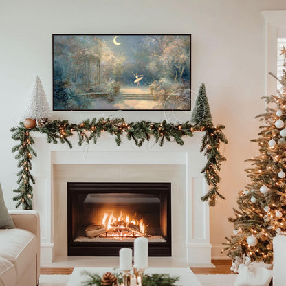 Winter Ballerina Frame Tv Art, Digital Download Art for Frame Tv, Winter Tv Art, Dreamy Winter Tv Art, Painting Frame Tv Art