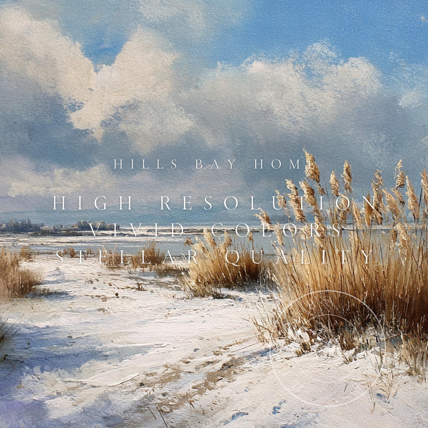 Winter Coastal Frame Tv Art, Digital Download Art for Frame Tv, Winter Tv Art, Snowy Beach Tv Art, Painting Frame Tv Art