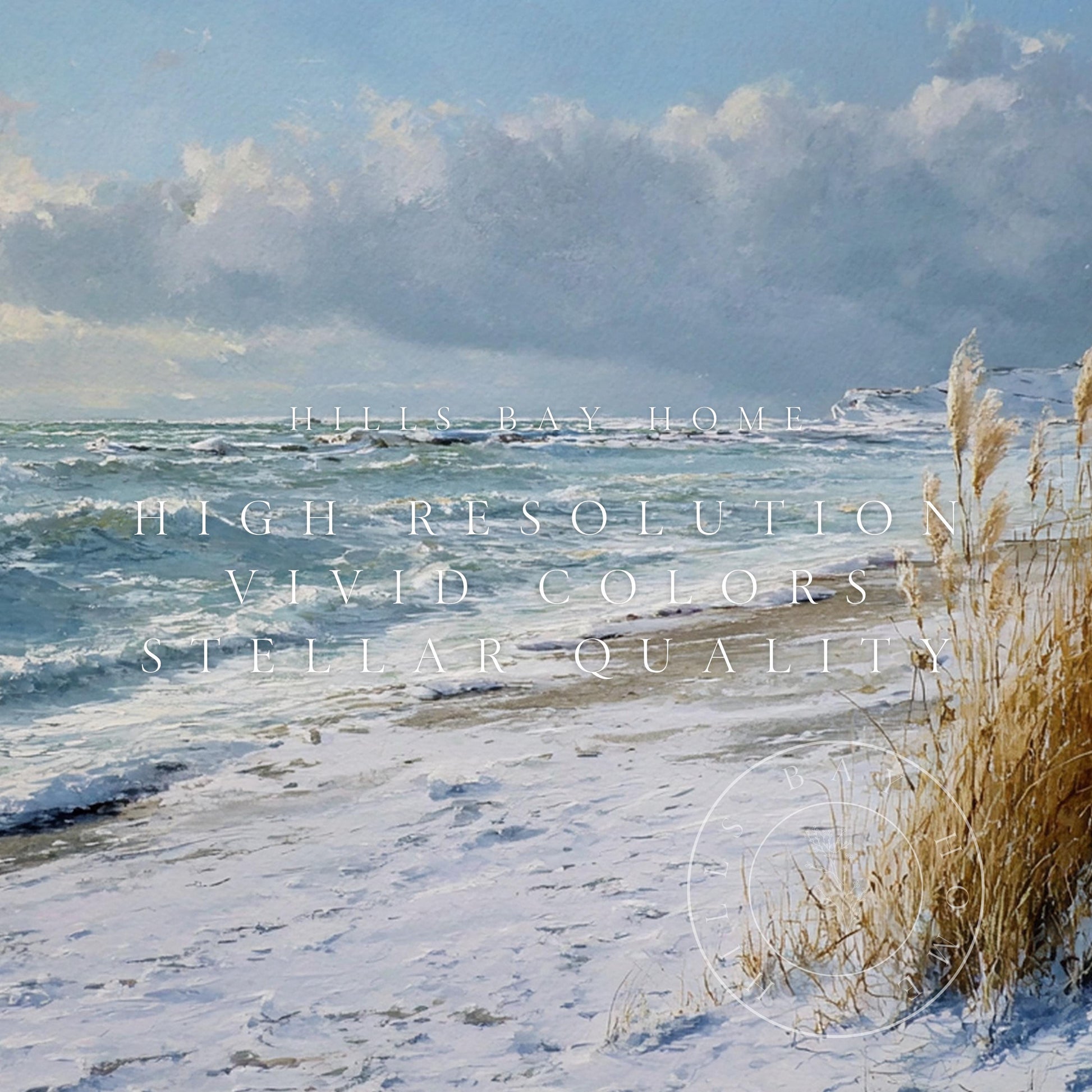 Winter Coastal Frame Tv Art, Digital Download Art for Frame Tv, Winter Tv Art, Snowy Beach Tv Art, Painting Frame Tv Art