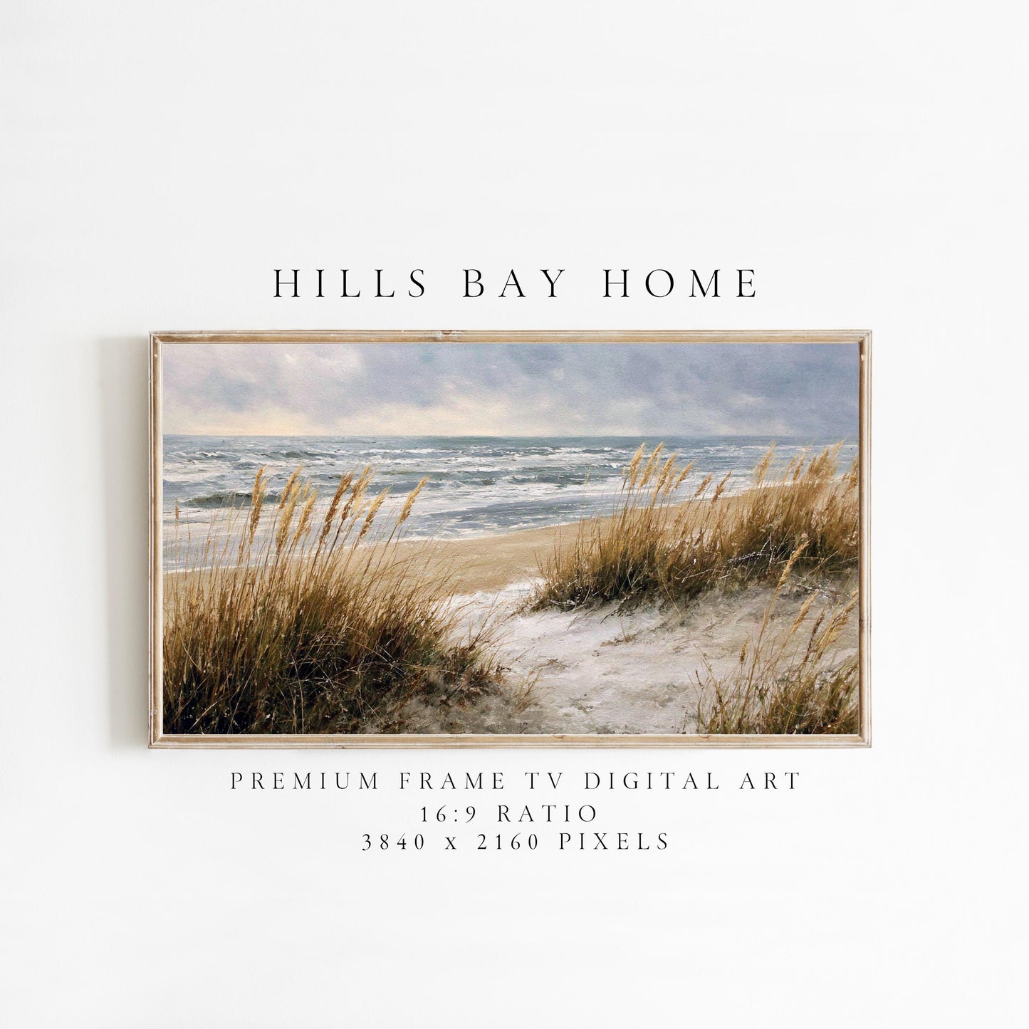 Winter Coastal Frame Tv Art, Digital Download Art for Frame Tv, Winter Tv Art, Snowy Beach Tv Art, Painting Frame Tv Art