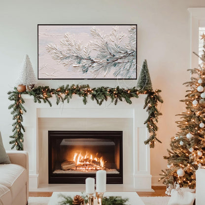 Pine with Snow Frame Tv Art, Digital Download Art for Frame Tv, Winter Tv Art, Christmas Tv Art, Painting Frame Tv Art