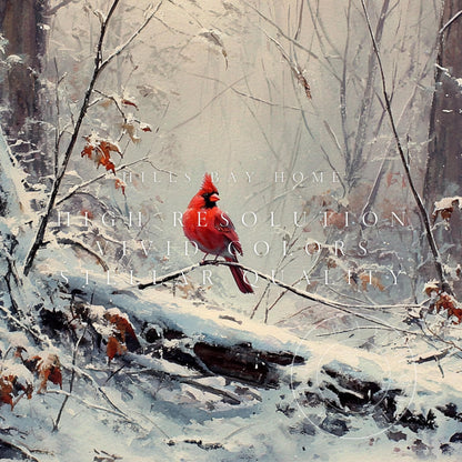 Cardinal in Snowy Woods Frame Tv Art, Digital Download Art for Frame Tv, Winter Tv Art, Christmas Tv Art, Painting Frame Tv Art