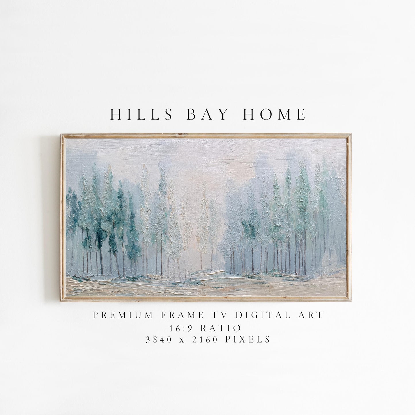 Winter Woods Frame Tv Art, Digital Download Art for Frame Tv, Snowy Branch Tv Art, Christmas Tv Art, Painting Frame Tv Art