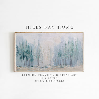 Winter Woods Frame Tv Art, Digital Download Art for Frame Tv, Snowy Branch Tv Art, Christmas Tv Art, Painting Frame Tv Art