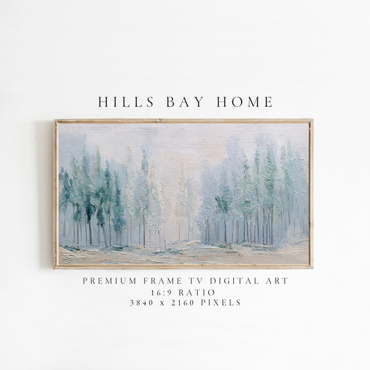 Winter Woods Frame Tv Art, Digital Download Art for Frame Tv, Snowy Branch Tv Art, Christmas Tv Art, Painting Frame Tv Art