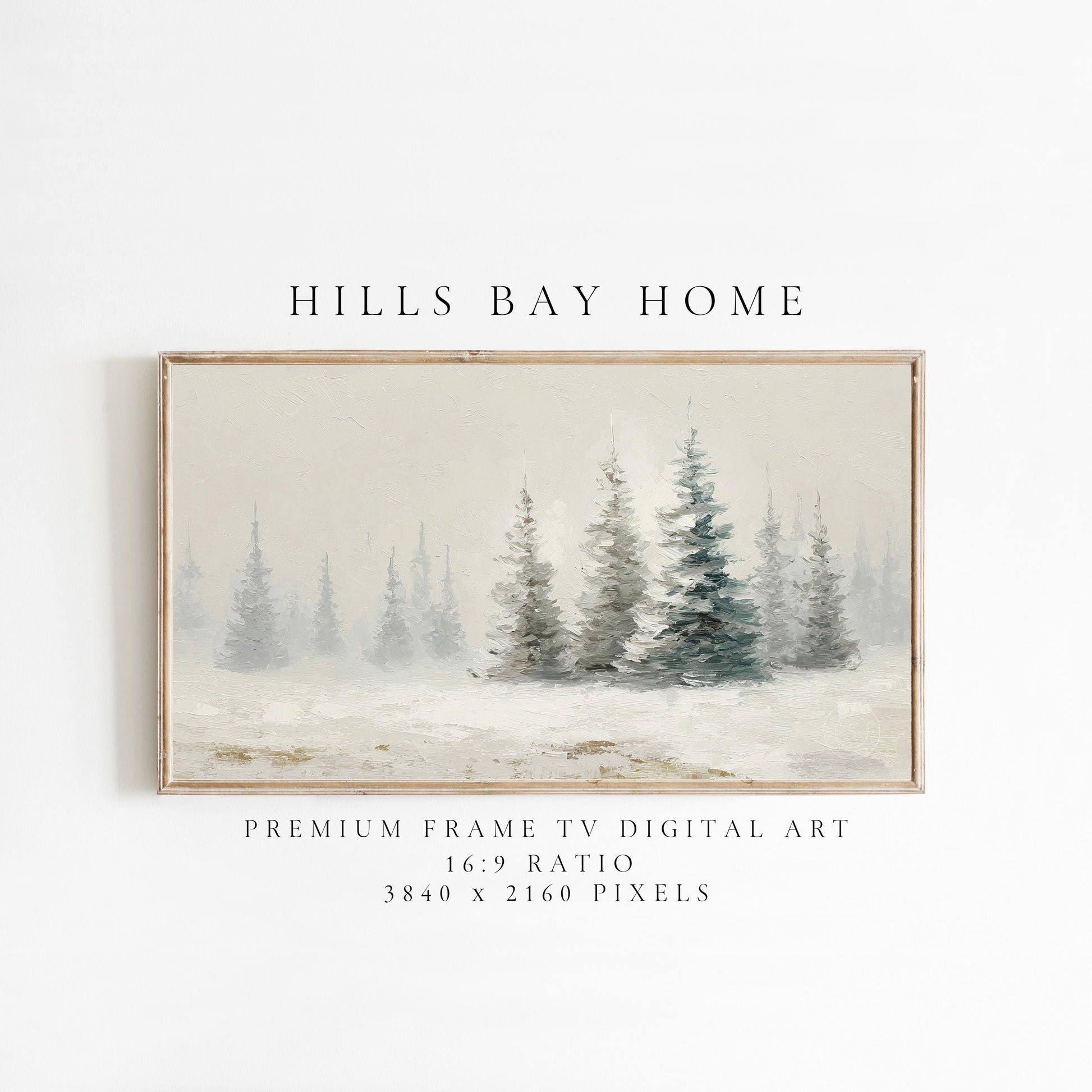 Snowy Trees Frame Tv Art, Digital Download Art for Frame Tv, Snowy Pines Tv Art, Christmas Tv Art, Painting Frame Tv Art