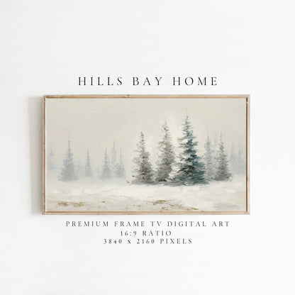 Snowy Trees Frame Tv Art, Digital Download Art for Frame Tv, Snowy Pines Tv Art, Christmas Tv Art, Painting Frame Tv Art