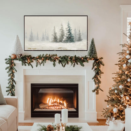 Snowy Trees Frame Tv Art, Digital Download Art for Frame Tv, Snowy Pines Tv Art, Christmas Tv Art, Painting Frame Tv Art