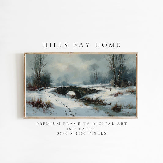 Winter Landscape Frame Tv Art, Digital Download Art for Frame Tv, Snow Tv Art, Christmas Tv Art, Painting Frame Tv Art