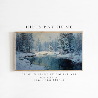Winter Landscape Frame Tv Art, Digital Download Art for Frame Tv, Snow Tv Art, Christmas Tv Art, Painting Frame Tv Art