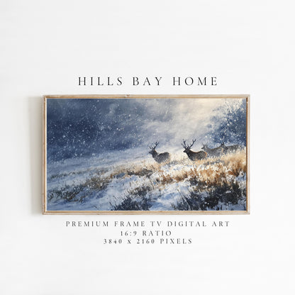 Winter Landscape Frame Tv Art, Digital Download Art for Frame Tv, Snow Tv Art, Christmas Tv Art, Painting Frame Tv Art