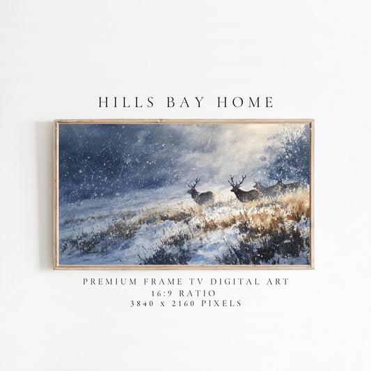 Winter Landscape Frame Tv Art, Digital Download Art for Frame Tv, Snow Tv Art, Christmas Tv Art, Painting Frame Tv Art