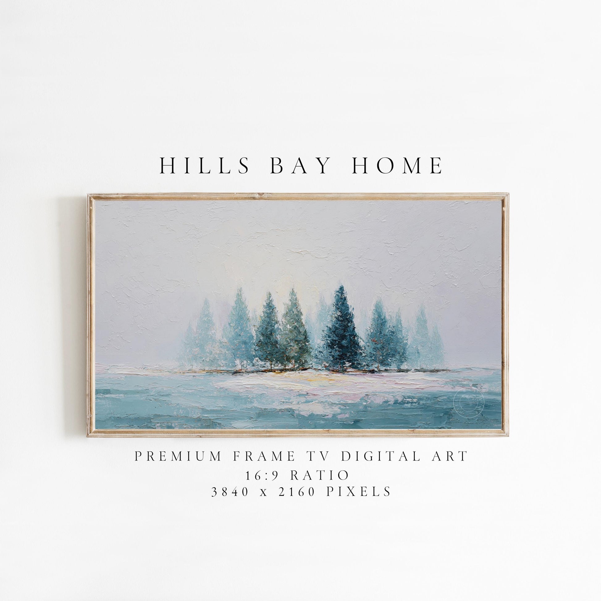Winter Evergreens Frame Tv Art, Digital Download Art for Frame Tv, Snow Tv Art, Christmas Tv Art, Painting Frame Tv Art