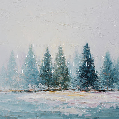 Winter Evergreens Frame Tv Art, Digital Download Art for Frame Tv, Snow Tv Art, Christmas Tv Art, Painting Frame Tv Art