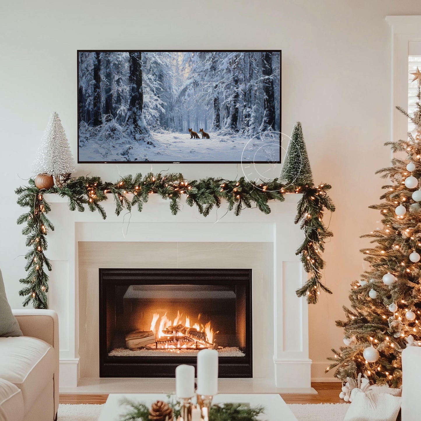 Winter Wolves Frame Tv Art, Digital Download Art for Frame Tv, Snow Tv Art, Winter Tv Art, Painting Frame Tv Art