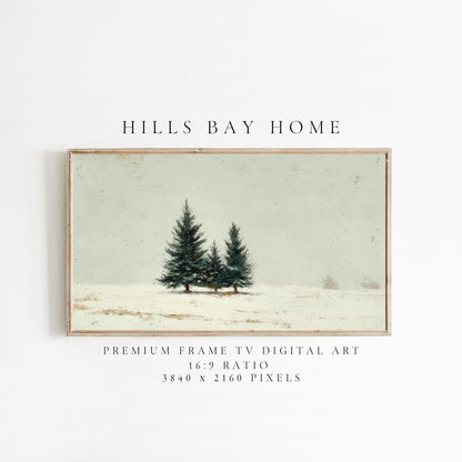 Winter Evergreens Frame Tv Art, Digital Download Art for Frame Tv, Winter Tv Art, Christmas Tv Art, Painting Frame Tv Art