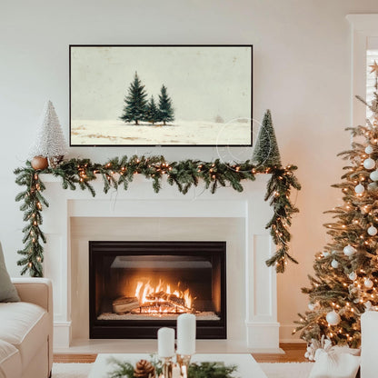 Winter Evergreens Frame Tv Art, Digital Download Art for Frame Tv, Winter Tv Art, Christmas Tv Art, Painting Frame Tv Art