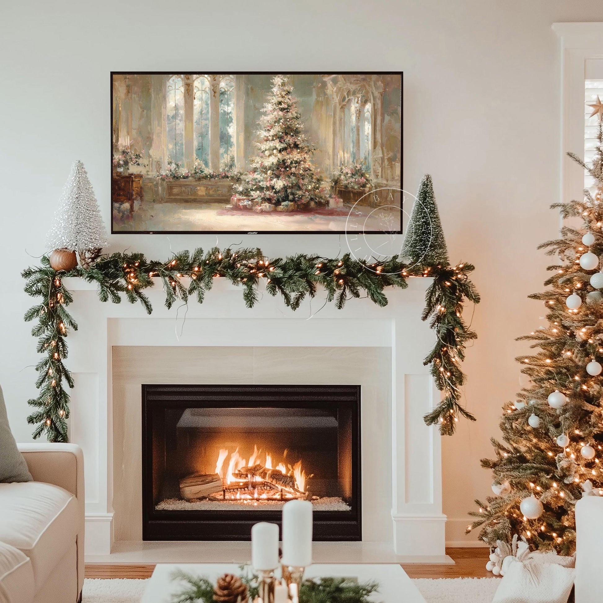Classic Elegant Christmas Frame Tv Art, Digital Download Art for Frame Tv, Winter Tv Art, Elegant Christmas Tv Art, Painting Frame Tv Art