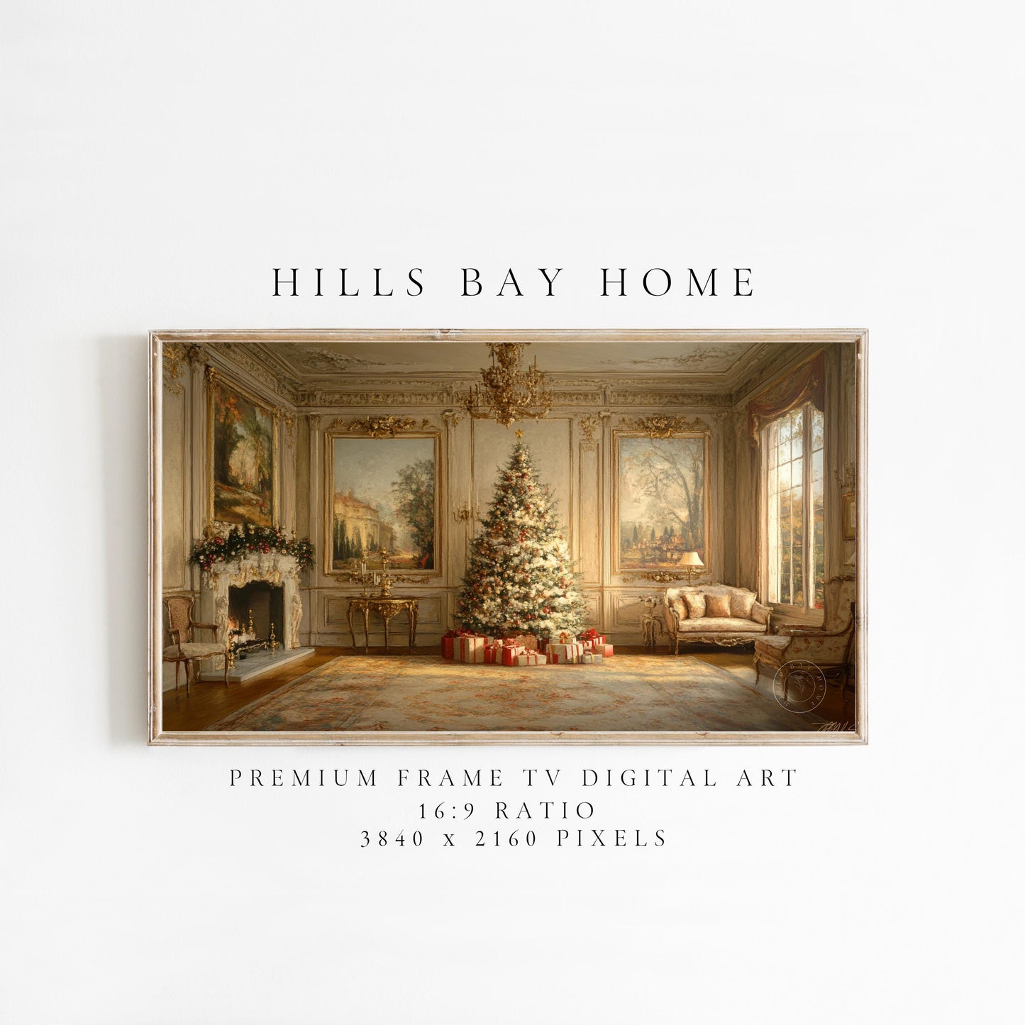 Classic Elegant Christmas Frame Tv Art, Digital Download Art for Frame Tv, Winter Tv Art, Elegant Christmas Tv Art, Painting Frame Tv Art