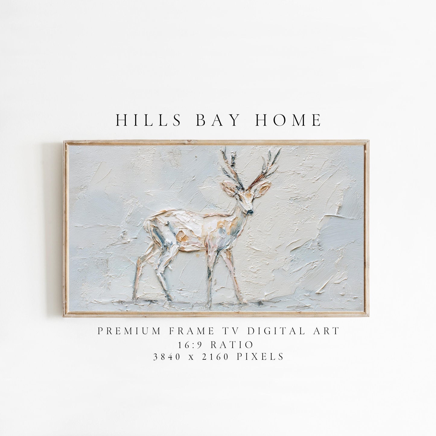 Winter Deer Tv Art, Digital Download Art for Frame Tv, Winter Tv Art, Winter Animal Tv Art, Painting Frame Tv Art