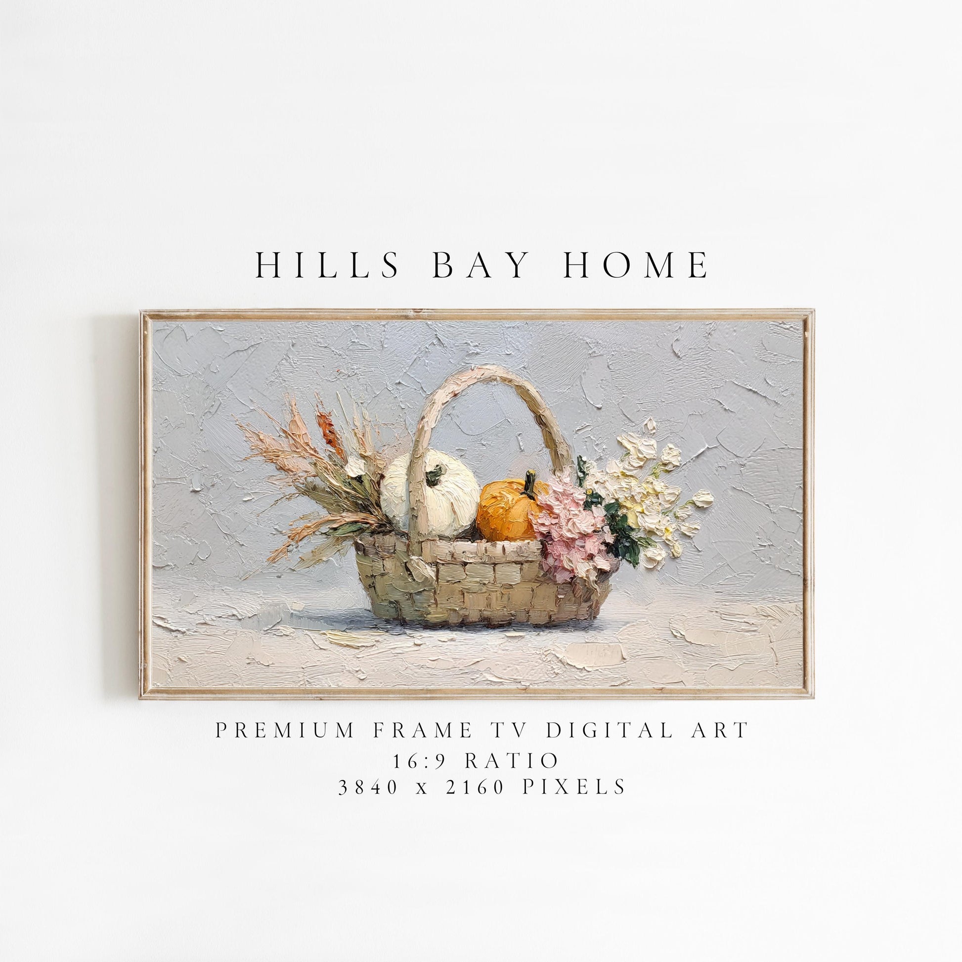 Fall Pumpkin Floral Frame Tv Art, Digital Download Art for Frame Tv, Fall Tv Art, Thanksgiving Tv Art, Painting Frame Tv Art
