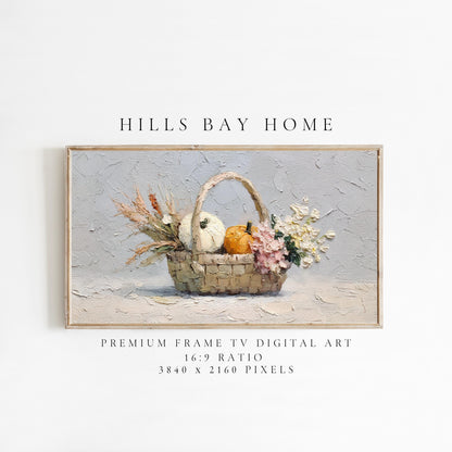 Fall Pumpkin Floral Frame Tv Art, Digital Download Art for Frame Tv, Fall Tv Art, Thanksgiving Tv Art, Painting Frame Tv Art