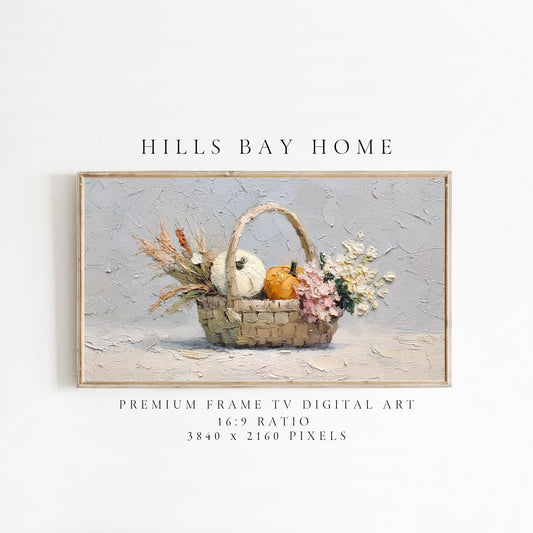 Fall Pumpkin Floral Frame Tv Art, Digital Download Art for Frame Tv, Fall Tv Art, Thanksgiving Tv Art, Painting Frame Tv Art
