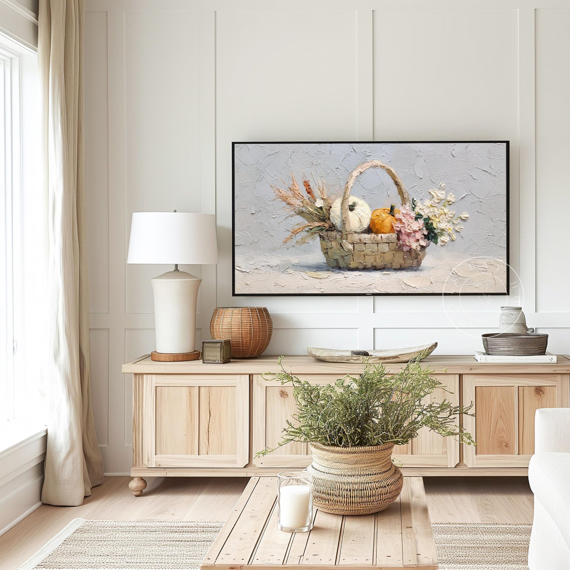 Fall Pumpkin Floral Frame Tv Art, Digital Download Art for Frame Tv, Fall Tv Art, Thanksgiving Tv Art, Painting Frame Tv Art