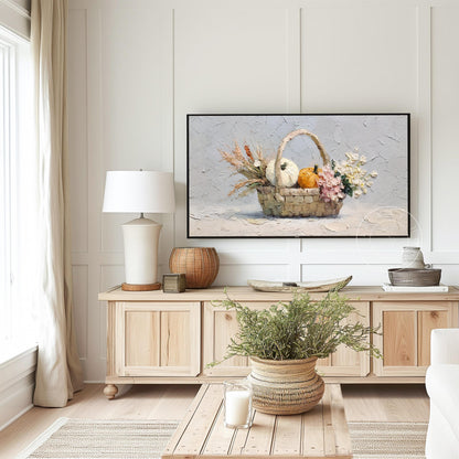 Fall Pumpkin Floral Frame Tv Art, Digital Download Art for Frame Tv, Fall Tv Art, Thanksgiving Tv Art, Painting Frame Tv Art