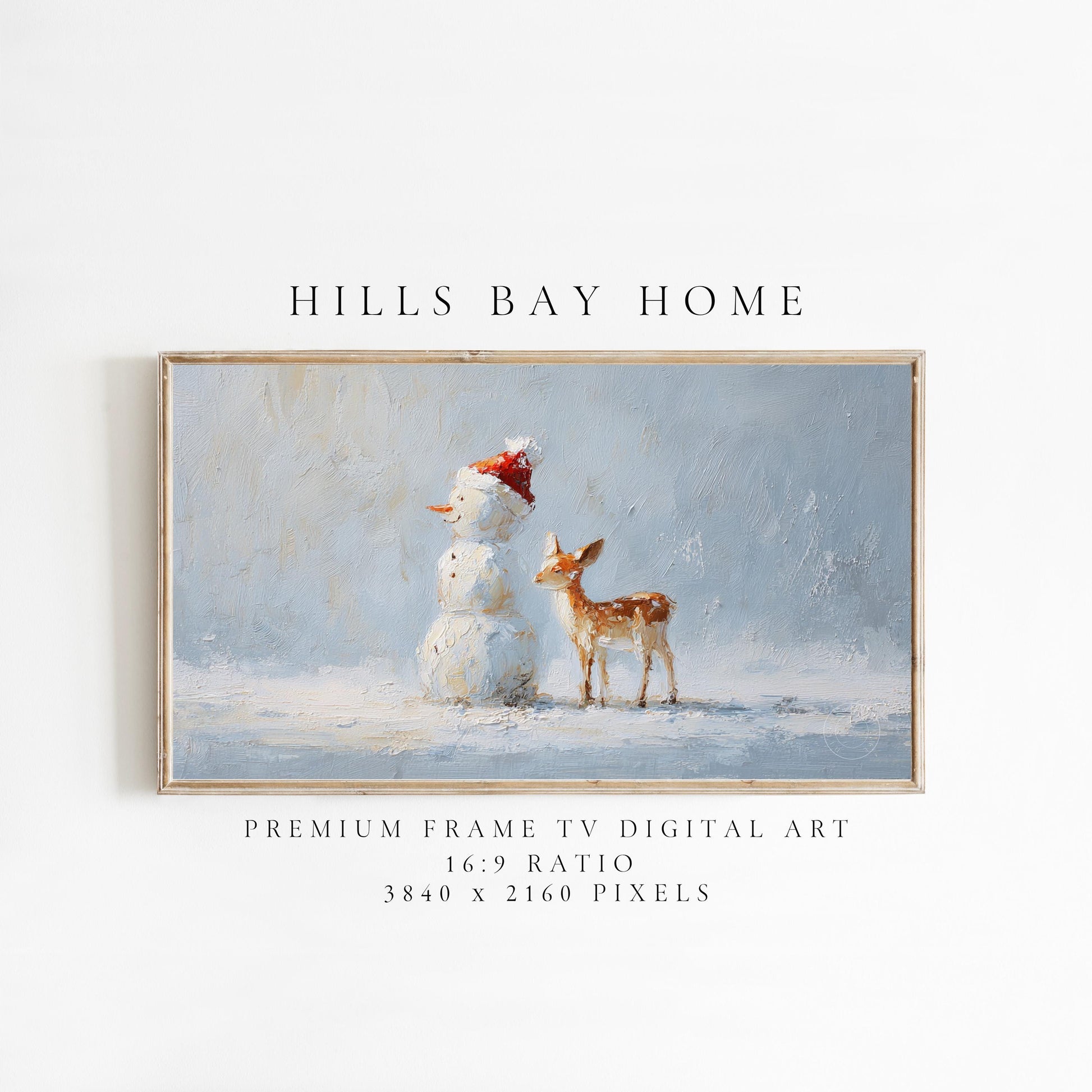 Cute Snowman Frame Tv Art, Digital Download Art for Frame Tv, Winter Tv Art, Christmas Tv Art, Painting Frame Tv Art